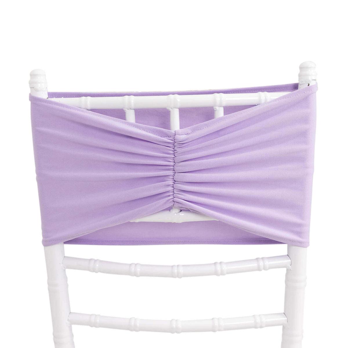 5 Pack Spandex Chair Sashes Lavender Lilac Ruffled Style - Wide Easy to Use Stretch Chair Bands 8"x13"