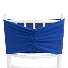 5 Pack Spandex Chair Sashes Royal Blue Ruffled Style - Wide Easy to Use Stretch Chair Bands 8"x13"