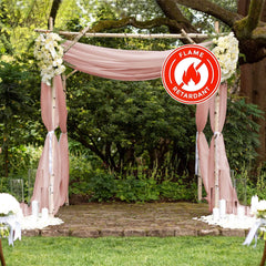 5ftx14ft Dusty Rose Chiffon Curtain Panel, Durable Flame Resistant Backdrop Ceiling Drapery With Rod Pocket
