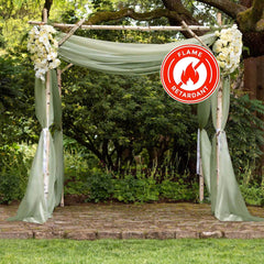 5ftx14ft Dusty Sage Green Chiffon Curtain Panel, Durable Flame Resistant Backdrop Ceiling Drapery With Rod Pocket