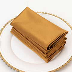 5 Pack Shimmer Gold Scuba Napkins – 17"x17" Wrinkle-Free & Stain-Resistant Cloth Table Napkins