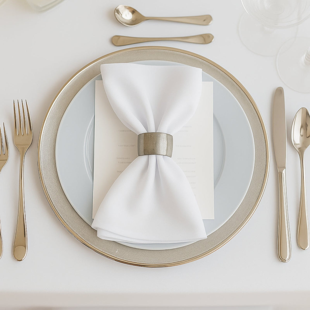 5 Pack White Scuba Napkins – 17"x17", Wrinkle-Free & Stain Resistant Cloth Napkins